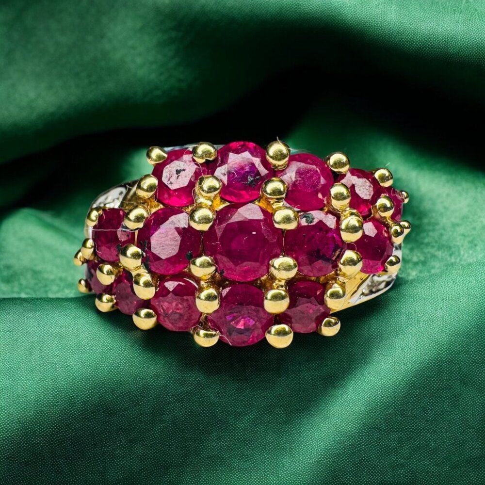 VINTAGE- 10K Gold Natural Ruby & Diamond Ring -Size 5- 1.5CTTW Burmese Ruby 2.9g